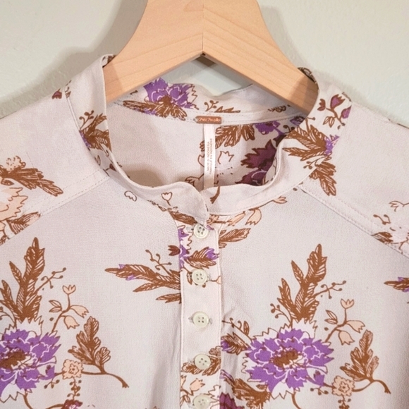 Free People Easy Girl Bell Sleeve Floral Top NEW Western Floral Tunic Oversized - Picture 11 of 17
